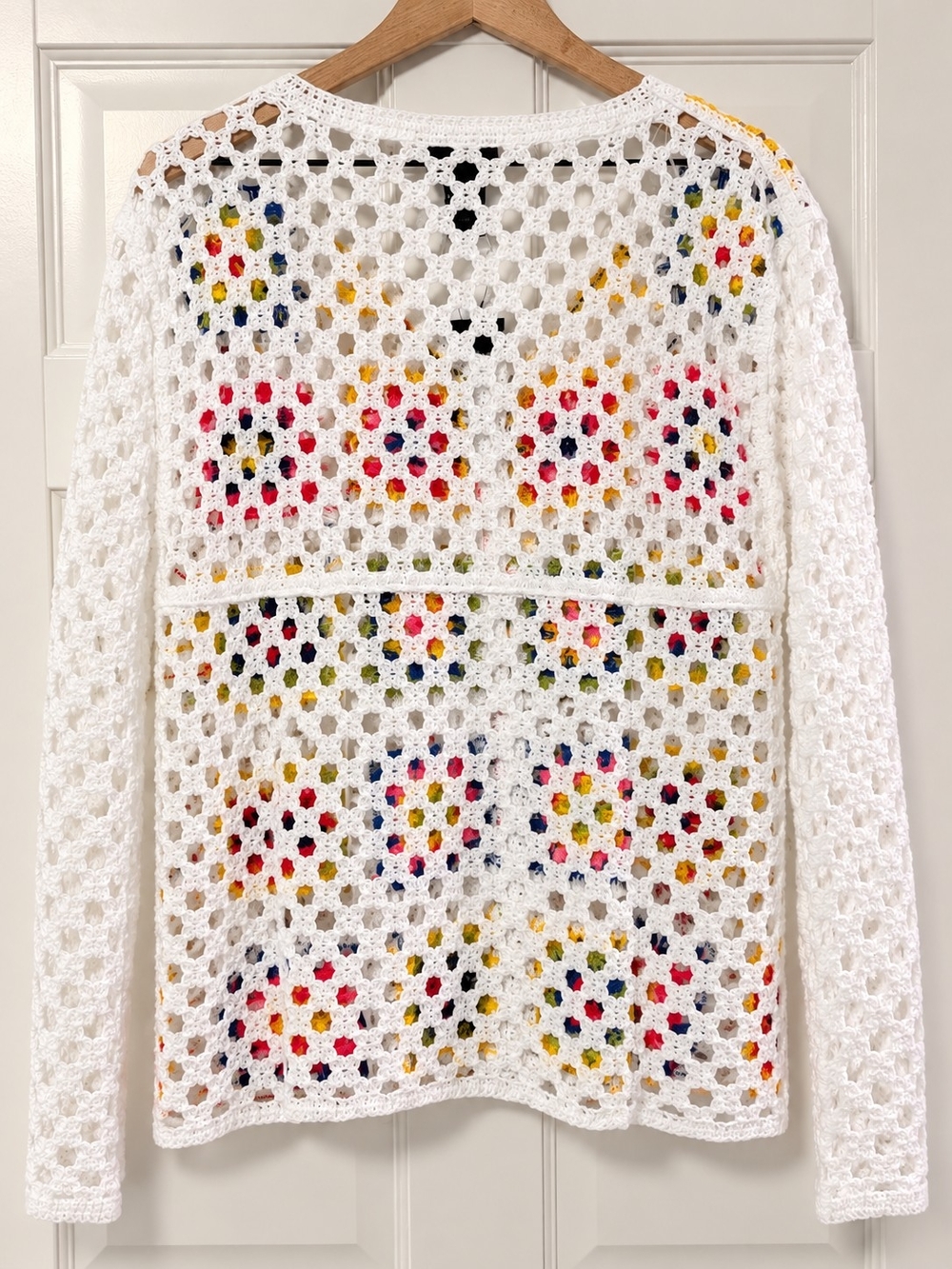 NWT LIV Los Angeles Crochet Open Knit Granny-Square Cardigan Sweater - Picture 4 of 6